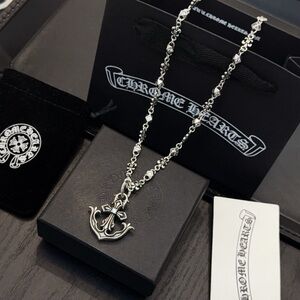 Chrome Hearts Silver Anchor Cross Necklace